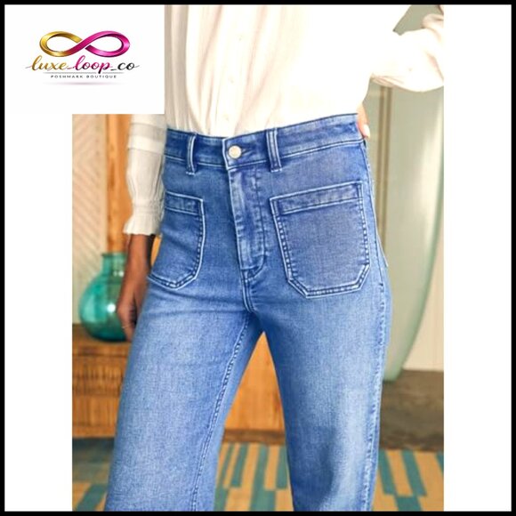 Wide Leg Jeans High Waisted Stretchy Straight Fit Loose Trendy Denim Pants - Picture 3 of 7